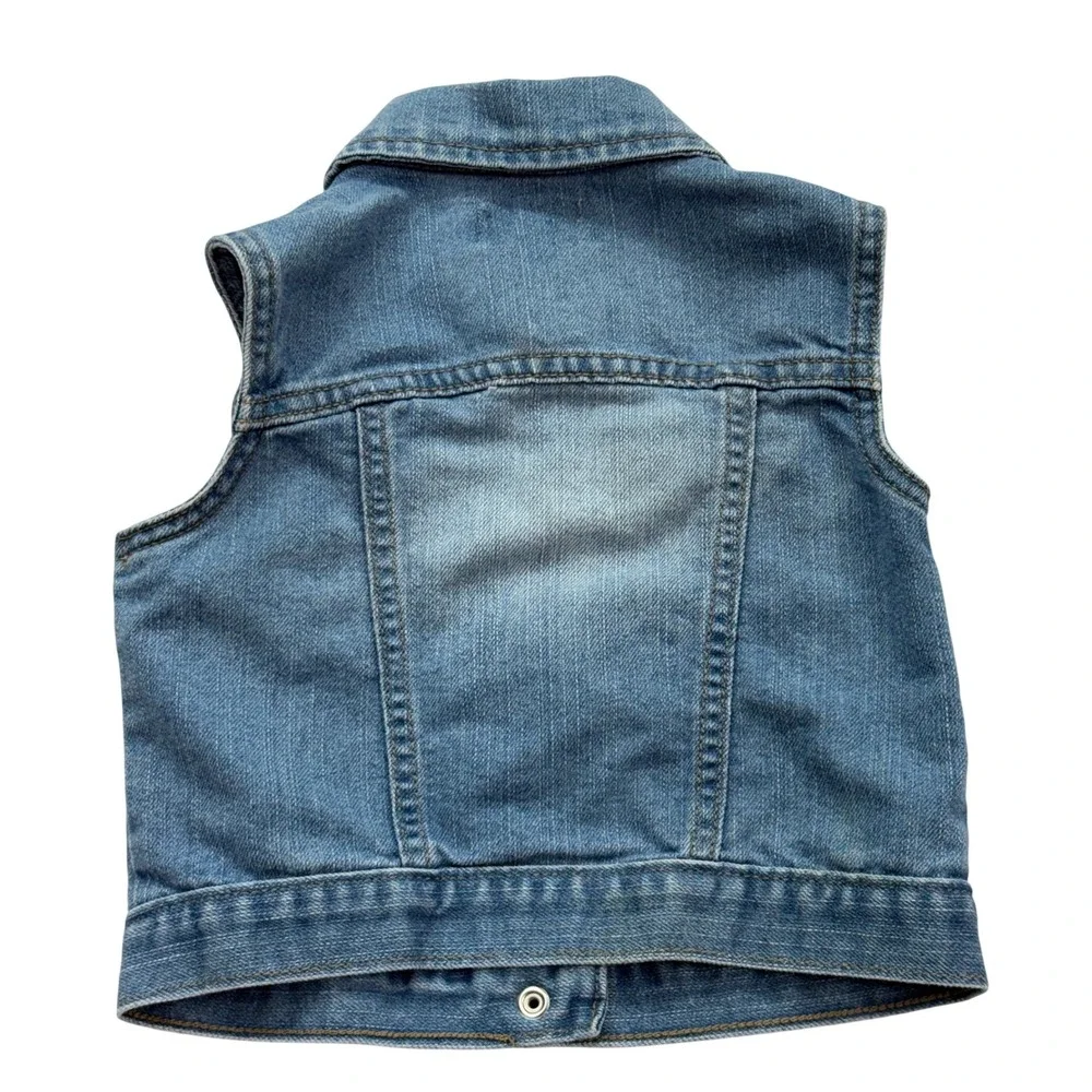 The Children's Place Denim‎ Vest Toddler Girl 18-24M Blue Unicorn Rainbow Heart